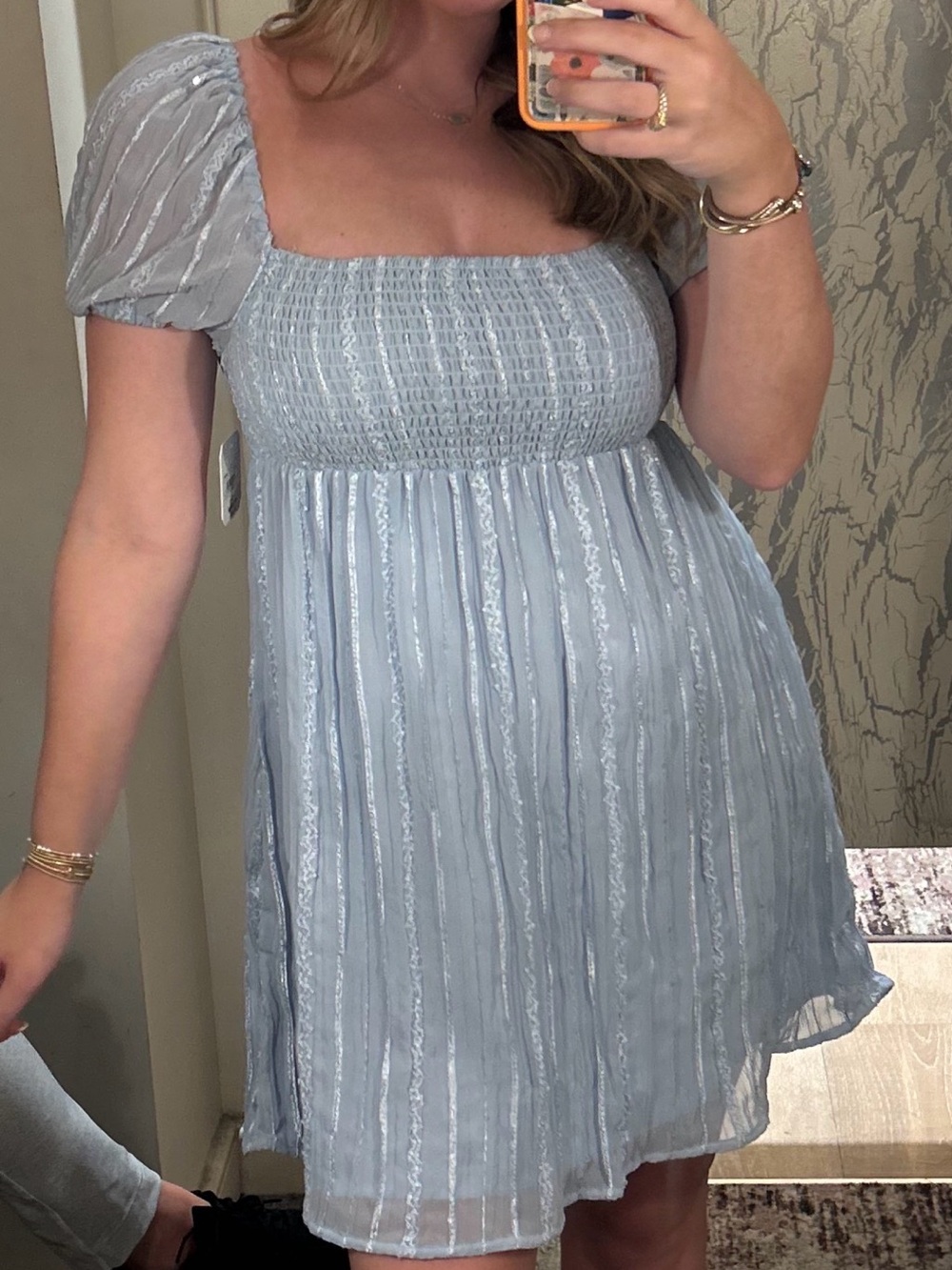 Altar’d State | Light Blue Smocked Babydoll Dress